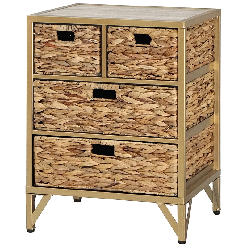 Gallerie Decor Rio Transitional Metal/Wood Side Table in Natural