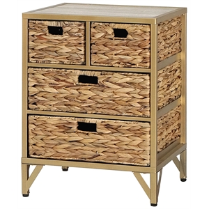 Gallerie Decor Rio Transitional Metal/Wood Side Table in Natural