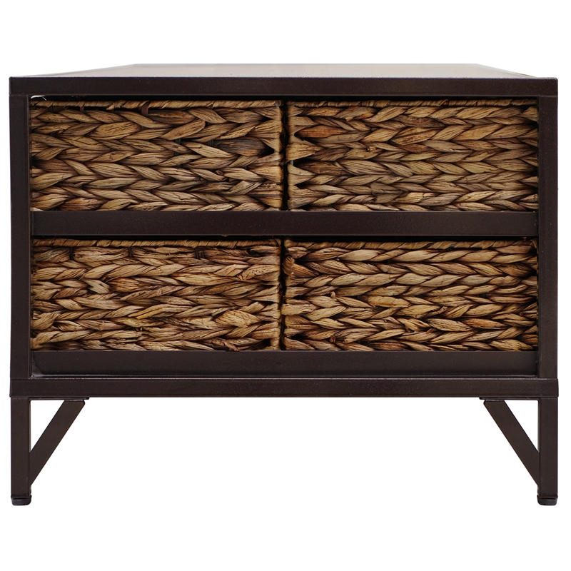 Gallerie Decor Rio Transitional Metal/Wood Coffee Table in Walnut