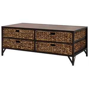 Gallerie Decor Rio Transitional Metal/Wood Coffee Table in Walnut