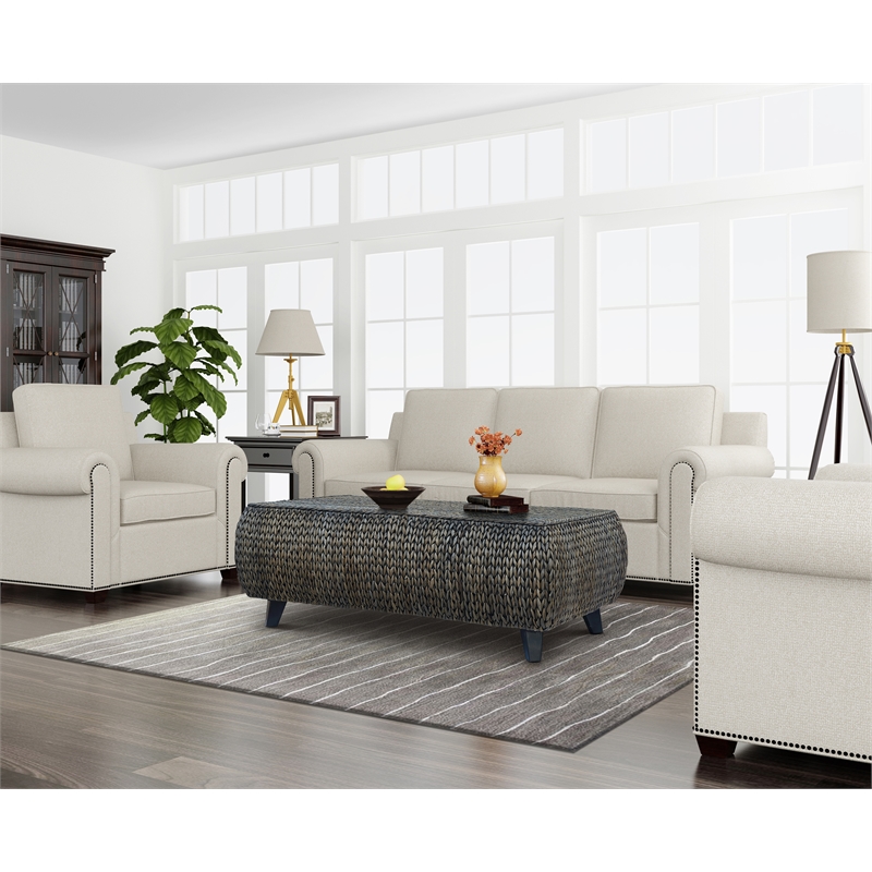 Gallerie Decor Bali Breeze Rectangular Transitional Wood Coffee Table in Silver