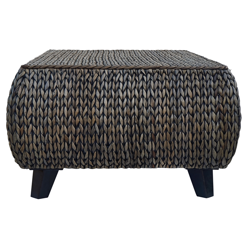 Gallerie Decor Bali Breeze Rectangular Transitional Wood Coffee Table in Silver
