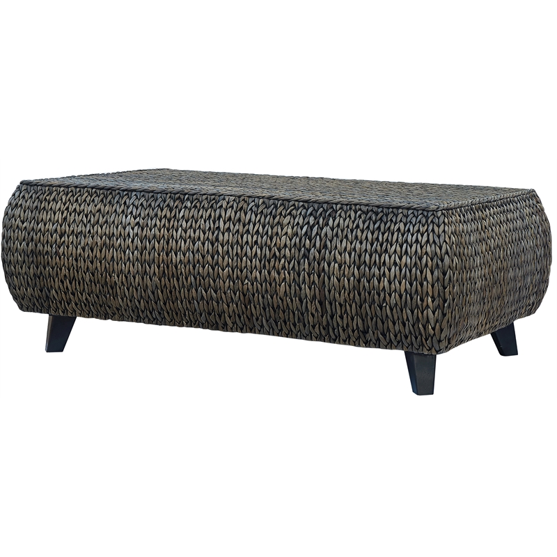Gallerie Decor Bali Breeze Rectangular Transitional Wood Coffee Table in Silver
