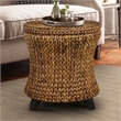 Gallerie Decor Bali Breeze Round Flared Wood Storage Ottoman in Gold