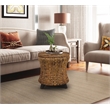 Gallerie Decor Bali Breeze Round Flared Wood Storage Ottoman in Gold