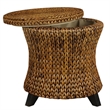 Gallerie Decor Bali Breeze Round Flared Wood Storage Ottoman in Gold
