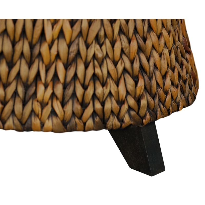 Gallerie Decor Bali Breeze Round Flared Wood Storage Ottoman in Gold