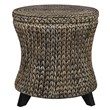 Gallerie Decor Bali Breeze Round Flared Wood Storage Ottoman in Silver