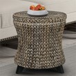 Gallerie Decor Bali Breeze Round Flared Wood Storage Ottoman in Silver