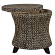 Gallerie Decor Bali Breeze Round Flared Wood Storage Ottoman in Silver