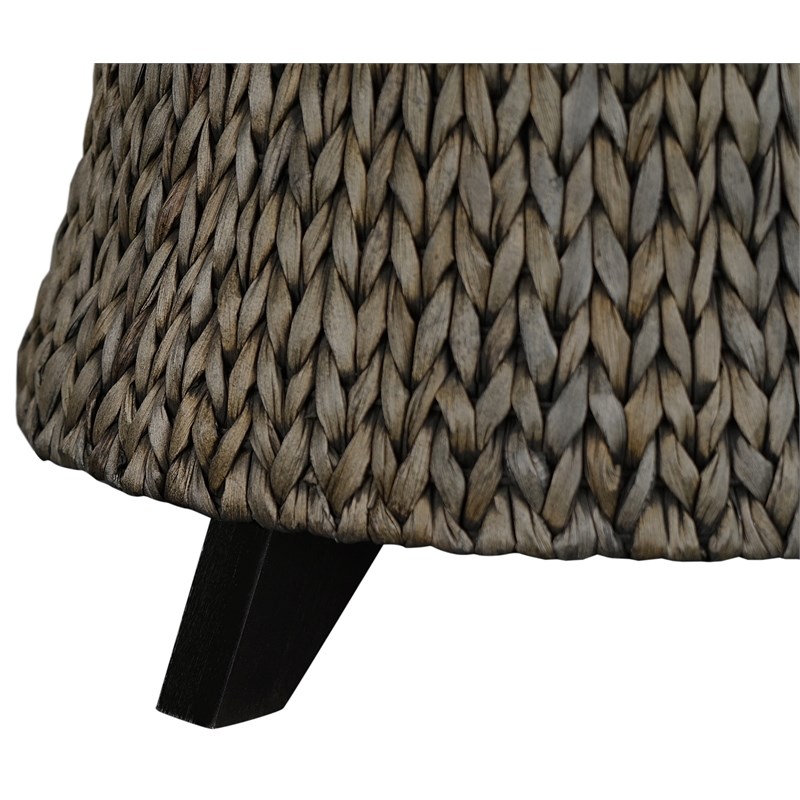 Gallerie Decor Bali Breeze Round Flared Wood Storage Ottoman in Silver