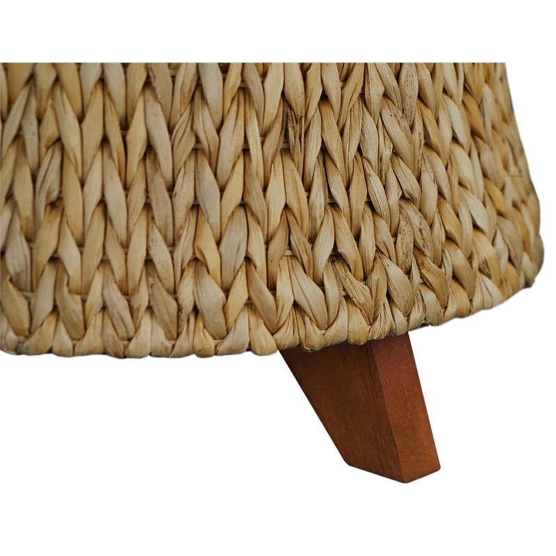 Gallerie Decor Bali Breeze Round Flared Wood Storage Ottoman in Natural