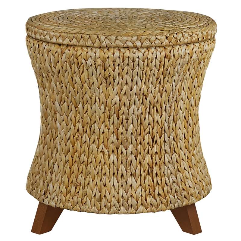 Gallerie Decor Bali Breeze Round Flared Wood Storage Ottoman in Natural