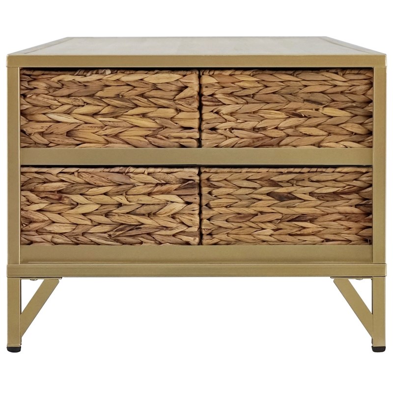 Gallerie Decor Rio Transitional Metal/Wood Coffee Table in Natural