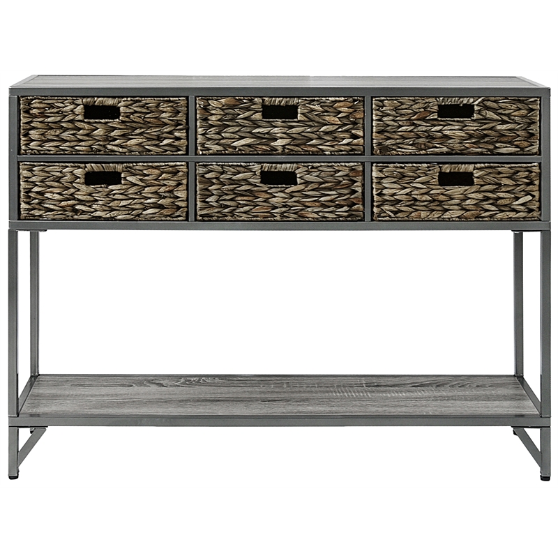 Gallerie Decor Rio Transitional Metal/Wood Console Table in Gray
