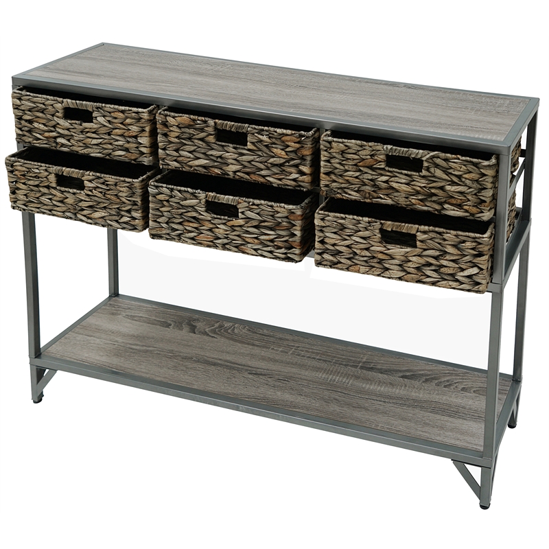 Gallerie Decor Rio Transitional Metal/Wood Console Table in Gray