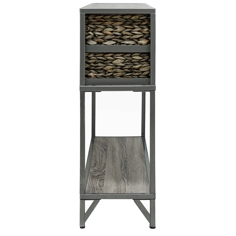 Gallerie Decor Rio Transitional Metal/Wood Console Table in Gray