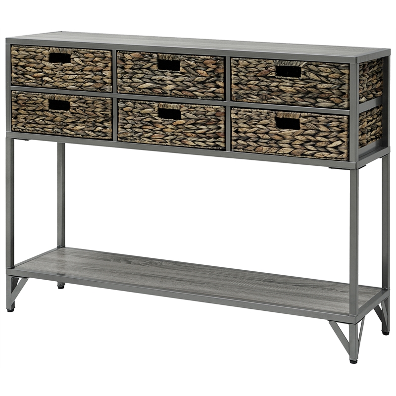 Gallerie Decor Rio Transitional Metal/Wood Console Table in Gray