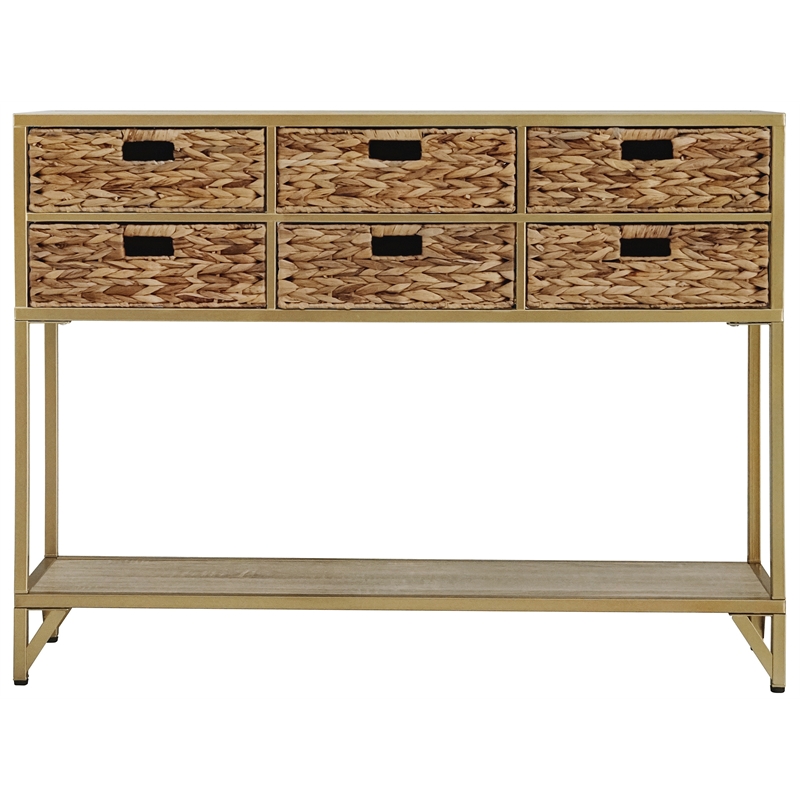 Gallerie Decor Rio Transitional Metal/Wood Console Table in Natural