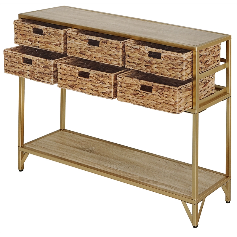 Gallerie Decor Rio Transitional Metal/Wood Console Table in Natural