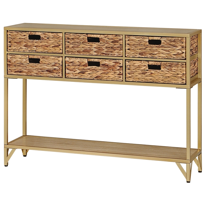 Gallerie Decor Rio Transitional Metal/Wood Console Table in Natural