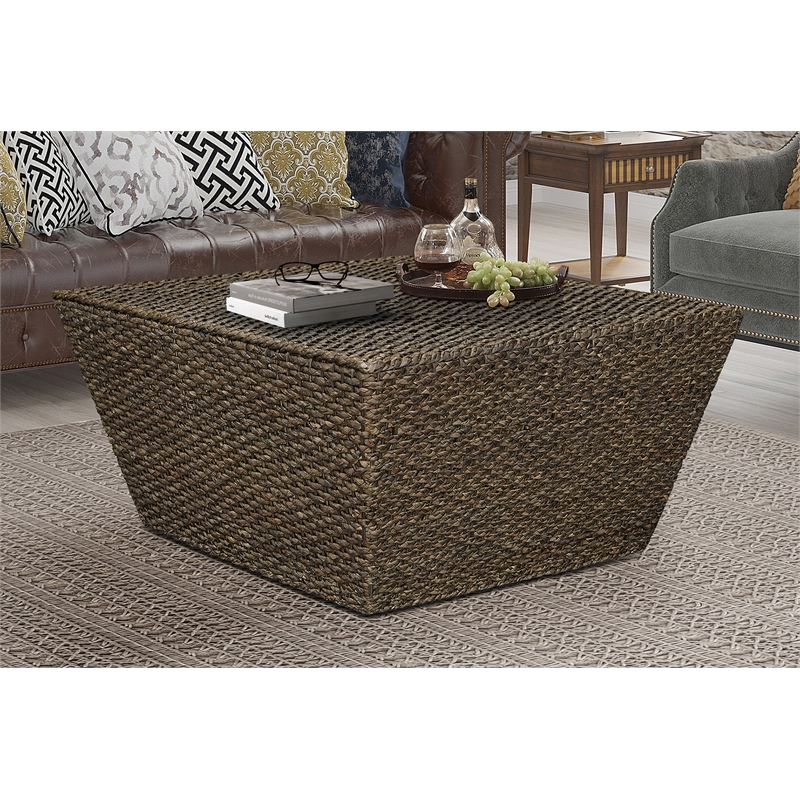 Gallerie Decor Fiji Square Tapered Transitional Wood Coffee Table in Walnut