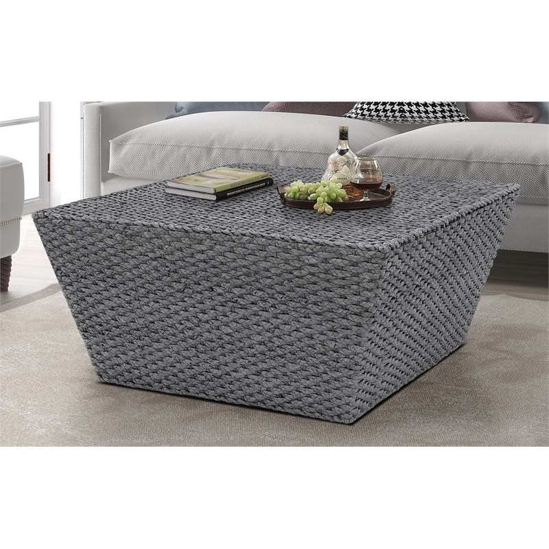 Gallerie Decor Fiji Square Tapered Transitional Wood Coffee Table in Gray