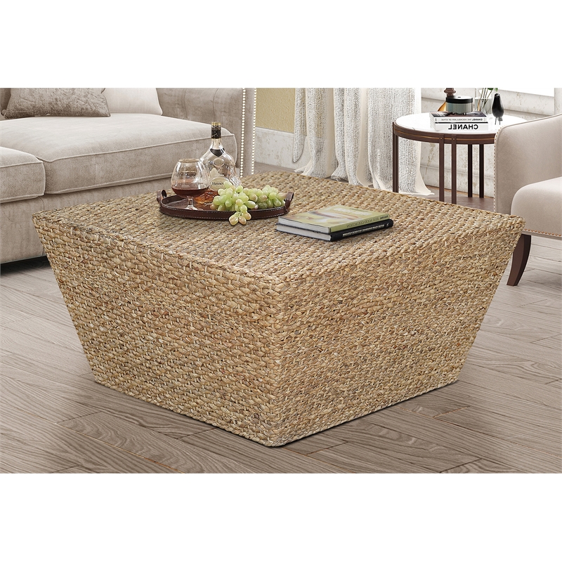 Gallerie Decor Fiji Square Tapered Transitional Wood Coffee Table in Natural