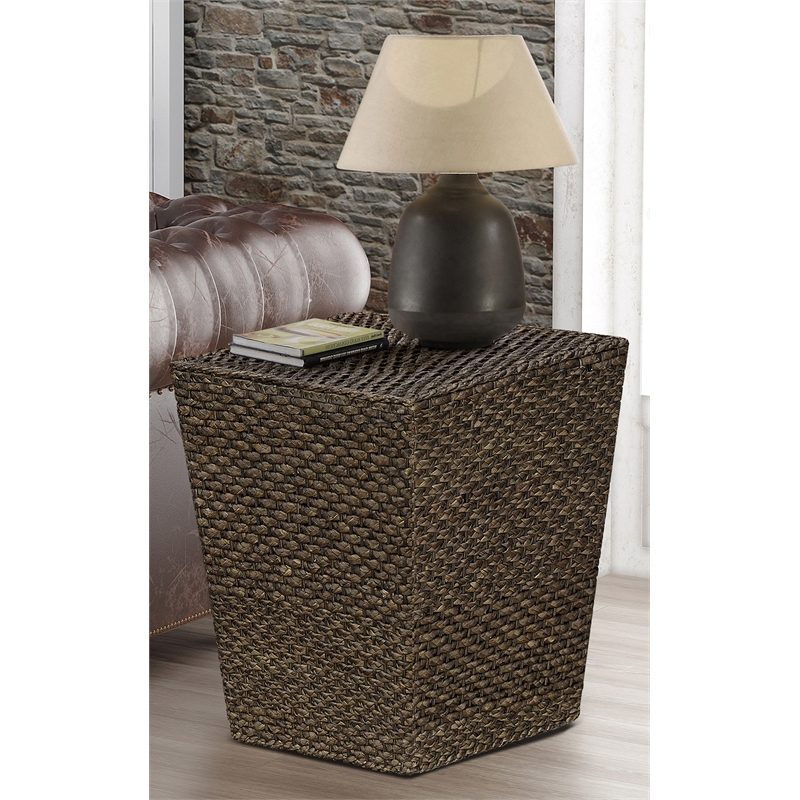 Gallerie Decor Fiji Square Tapered Transitional Wood Side Table in Walnut