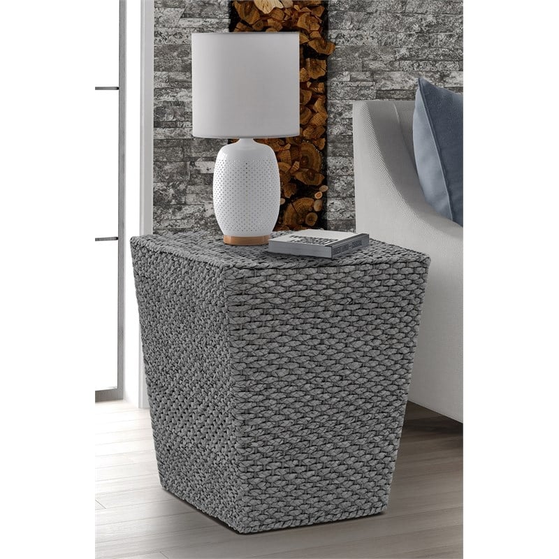 Gallerie Decor Fiji Square Tapered Transitional Wood Side Table in Gray