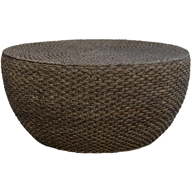 Gallerie Decor Fiji Round Tapered Transitional Wood Coffee Table in Walnut