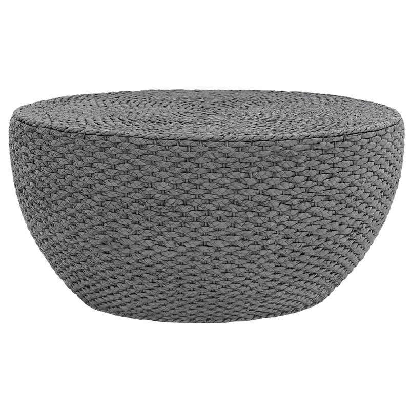 Gallerie Decor Fiji Round Tapered Transitional Wood Coffee Table in Gray