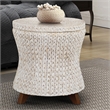Gallerie Decor Bali Breeze Round Flared Wood Storage Ottoman in Whitewashed