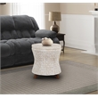 Gallerie Decor Bali Breeze Round Flared Wood Storage Ottoman in Whitewashed