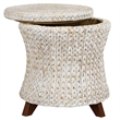 Gallerie Decor Bali Breeze Round Flared Wood Storage Ottoman in Whitewashed