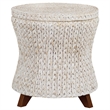 Gallerie Decor Bali Breeze Round Flared Wood Storage Ottoman in Whitewashed