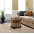 Gallerie Decor Bali Breeze Square Flared Wood Storage Ottoman in Gold