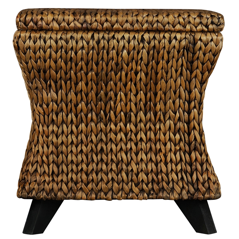 Gallerie Decor Bali Breeze Square Flared Wood Storage Ottoman in Gold
