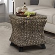Gallerie Decor Bali Breeze Square Flared Wood Storage Ottoman in Silver