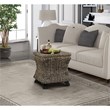 Gallerie Decor Bali Breeze Square Flared Wood Storage Ottoman in Silver
