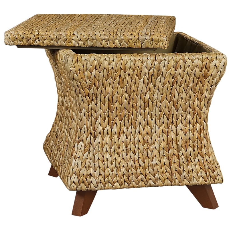 Gallerie Decor Bali Breeze Square Flared Wood Storage Ottoman in Natural