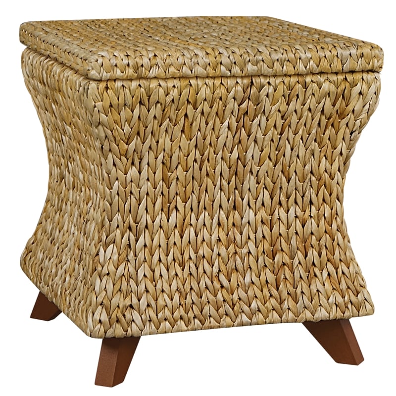 Gallerie Decor Bali Breeze Square Flared Wood Storage Ottoman in Natural