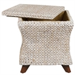 Gallerie Decor Bali Breeze Square Flared Wood Storage Ottoman in Whitewashed