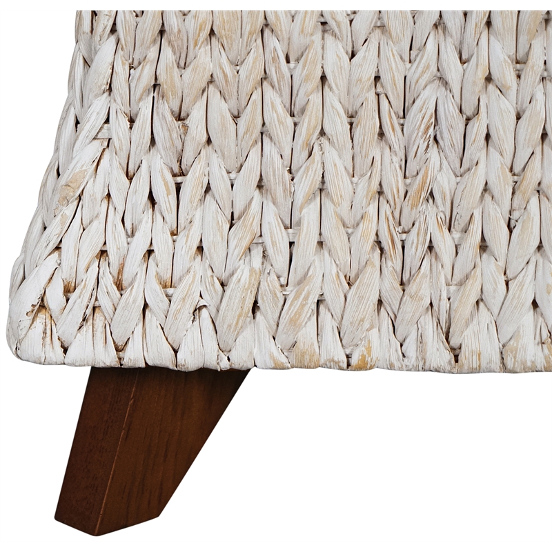 Gallerie Decor Bali Breeze Square Flared Wood Storage Ottoman in Whitewashed