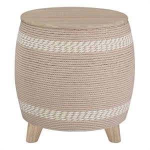 Gallerie Decor Dimensions Transitional Rattan Drum Storage Ottoman in Natural