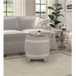 Gallerie Decor Dimensions Transitional Rattan Drum Storage Ottoman in Gray