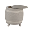 Gallerie Decor Dimensions Transitional Rattan Drum Storage Ottoman in Gray