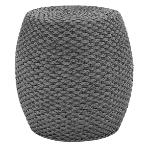 Gallerie Decor Fiji Transitional Hyacinth Wood Drum Side Table in Gray