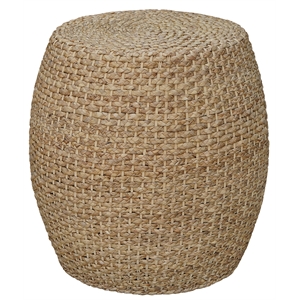 Gallerie Decor Fiji Transitional Hyacinth Wood Drum Side Table in Natural
