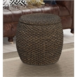 Gallerie Decor Fiji Transitional Wood Drum Storage Ottoman in Walnut